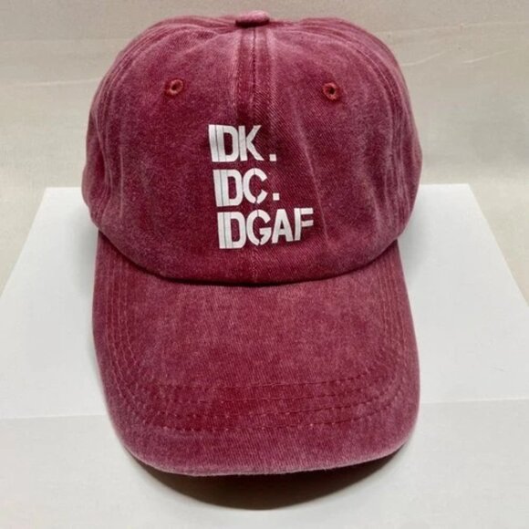 IDK. IDC. IDGAF. Low Profile Hat Red Vintage Washed 6 Panel Adjustable Cap NWT - Picture 8 of 8